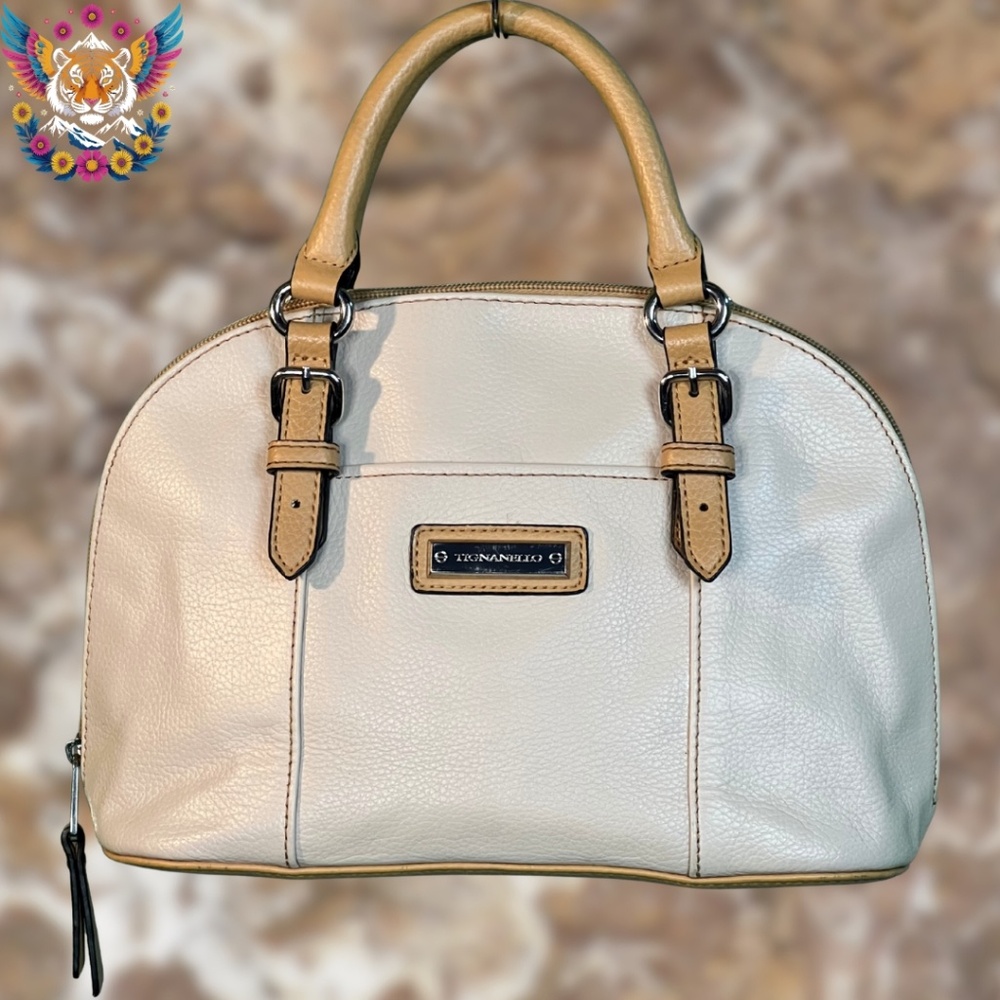 🌟Tignanello: Cream/Tan Leather Satchel Handbag🌟